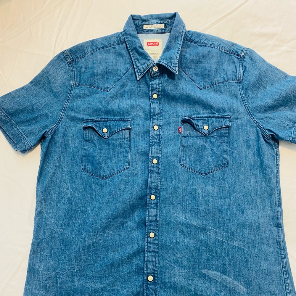 Men’s Levi’s Western Jean Short Sleeve Shirt Large